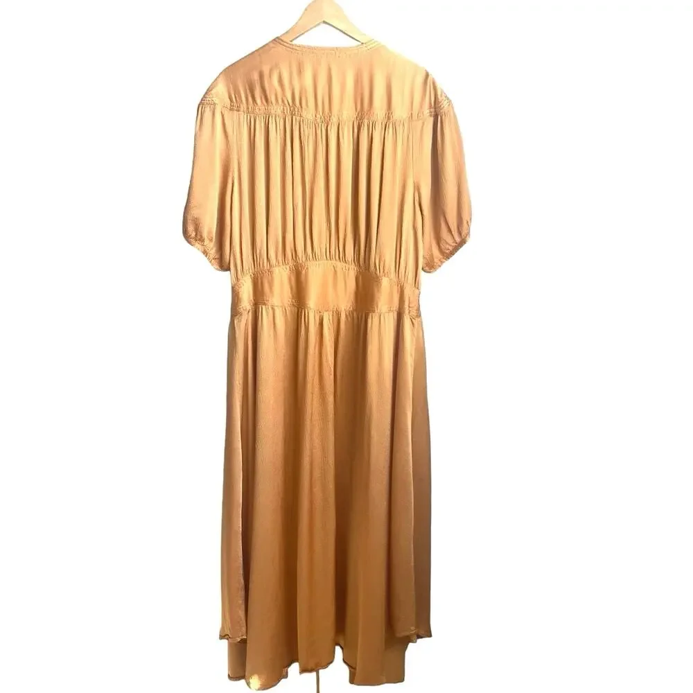 Anthropologie Maeve Gold Midi Dress - Picture 6 of 14